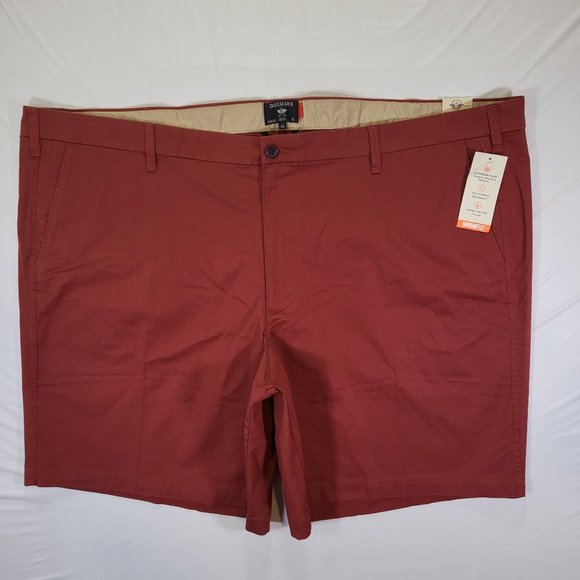Dockers Mens Shorts Mens Size 52 Big & Tall Supreme Flex Maroon 9" Inseam NWT - Picture 1 of 16